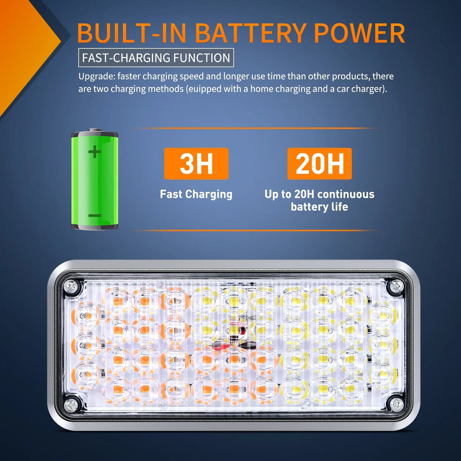 42LED Amber White Wireless Magnetic Strobe Lights Surface Mount Waterproof 5 Patterns (Pair)