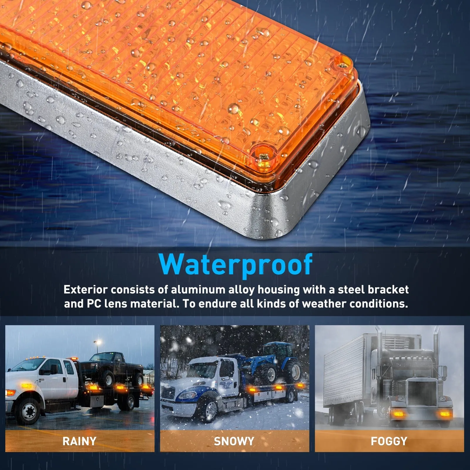 42LED Amber Wireless Magnetic Strobe Lights Surface Mount Waterproof 5 Patterns (Pair)
