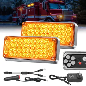 42LED Amber Wireless Magnetic Strobe Lights Surface Mount Waterproof 5 Patterns (Pair)