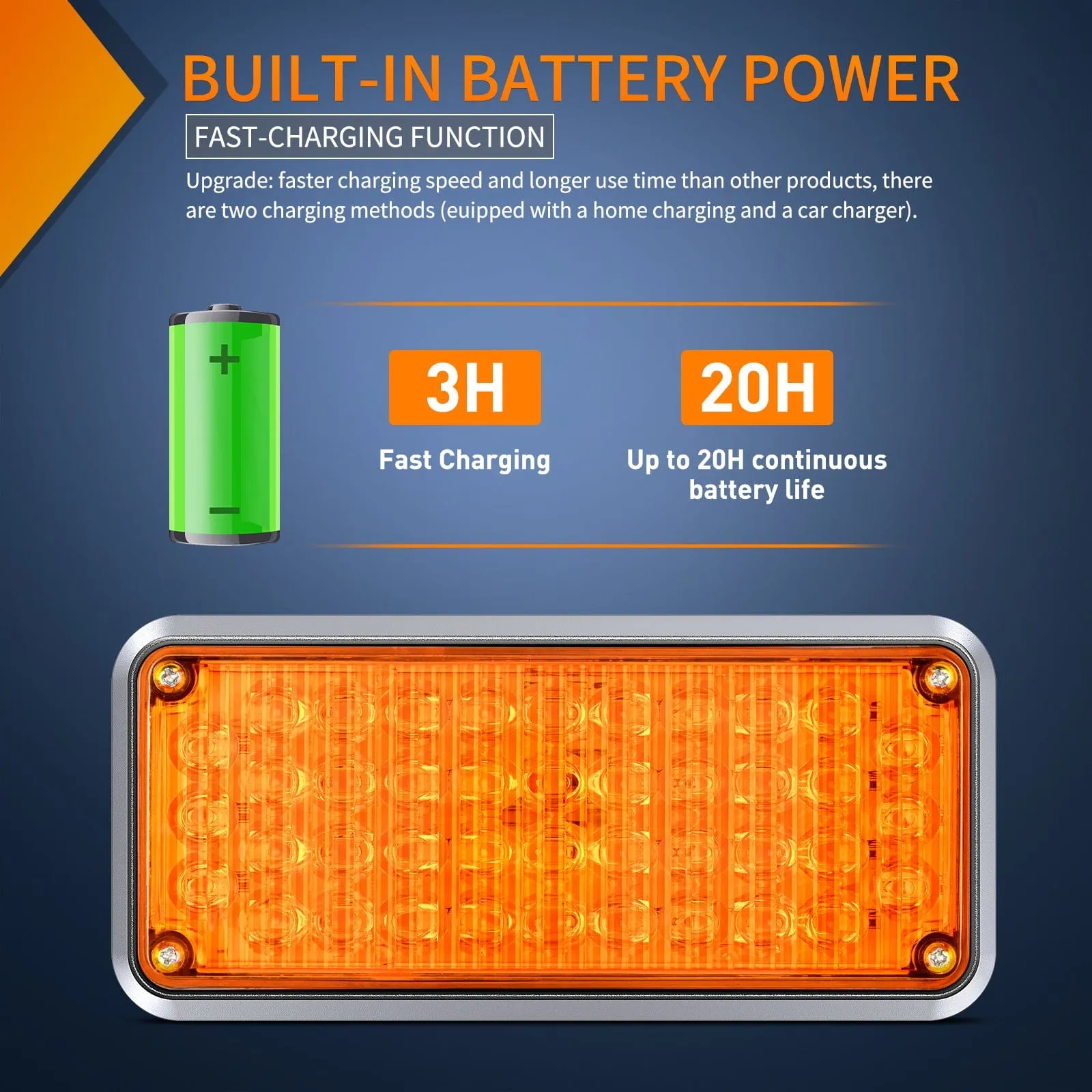 42LED Amber Wireless Magnetic Strobe Lights Surface Mount Waterproof 5 Patterns (Pair)